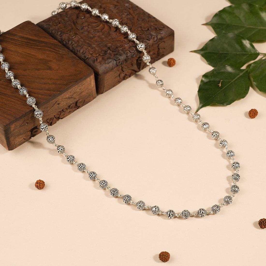 Authentic Om Namah Shivaya Silver Beads Mala