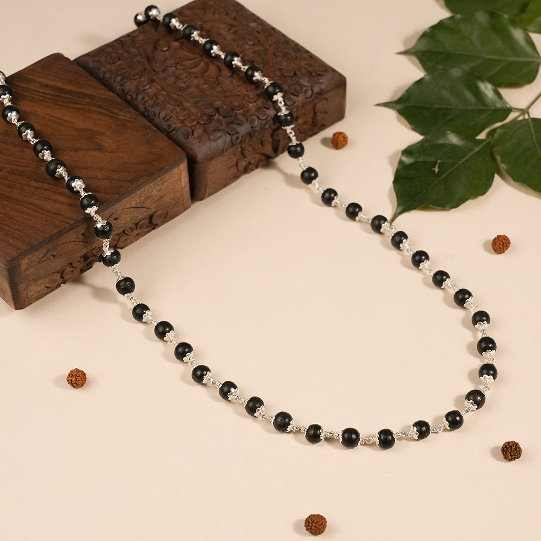 Authentic Karungali Beads Silver Mala