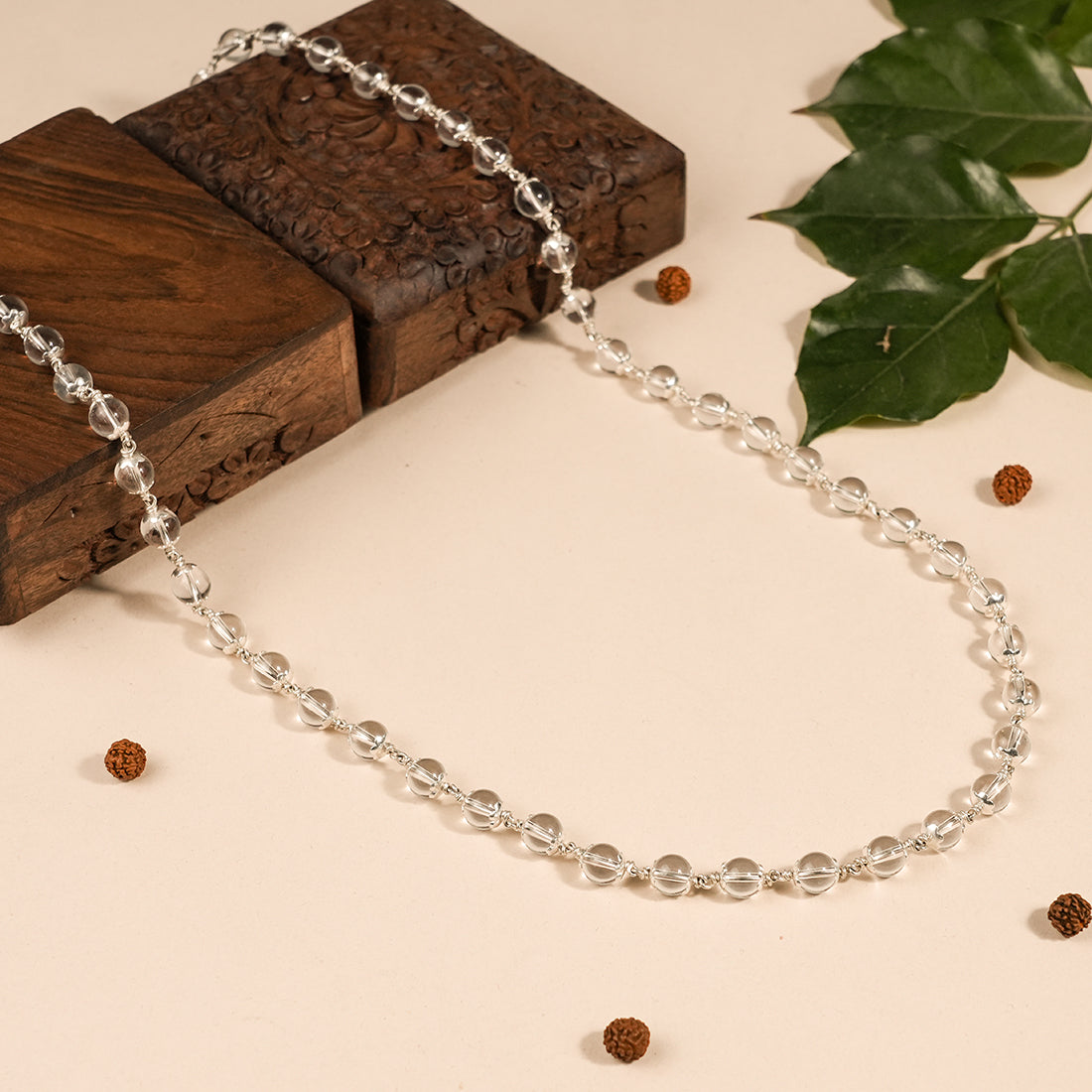 Authentic Sphatik Bead Silver Mala