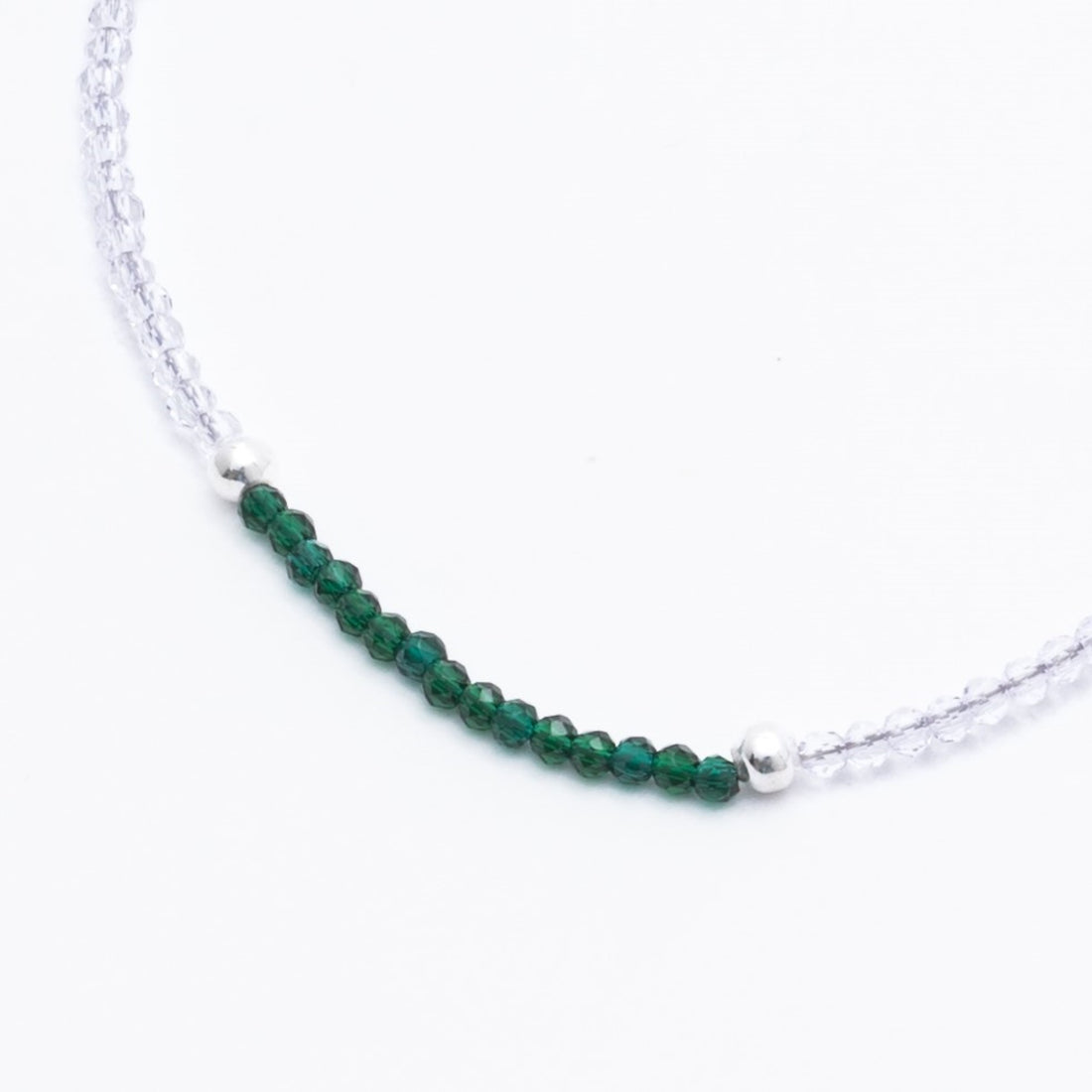 Silver and Green Beads Anklets for Women