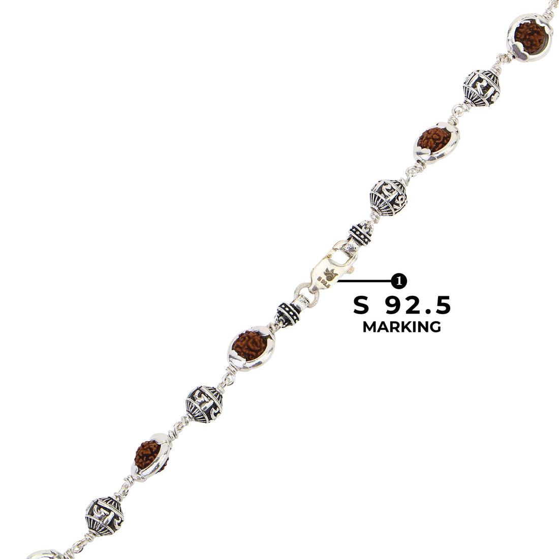 Rudraksha Capping With Jay Shree Ram Beads Silver Mala