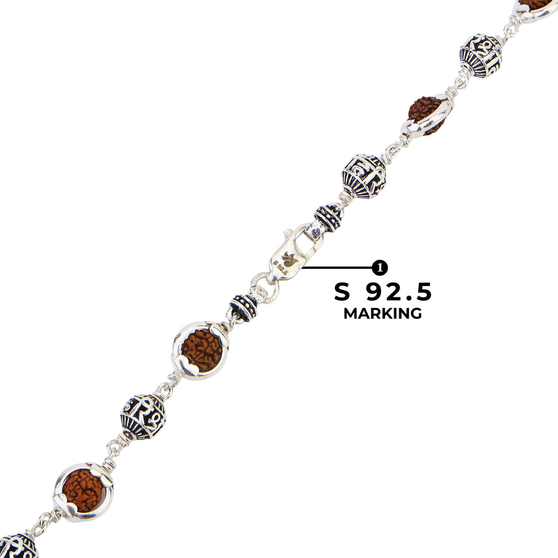 Rudraksha Capping With Shree Hari Beads Silver Mala