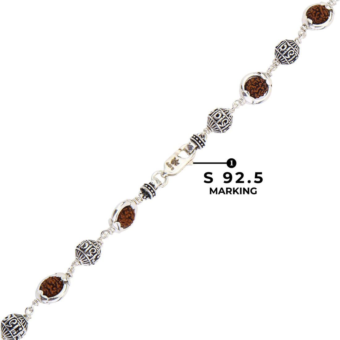 Rudraksha Capping With Om Namah Shivay Beads Silver Mala