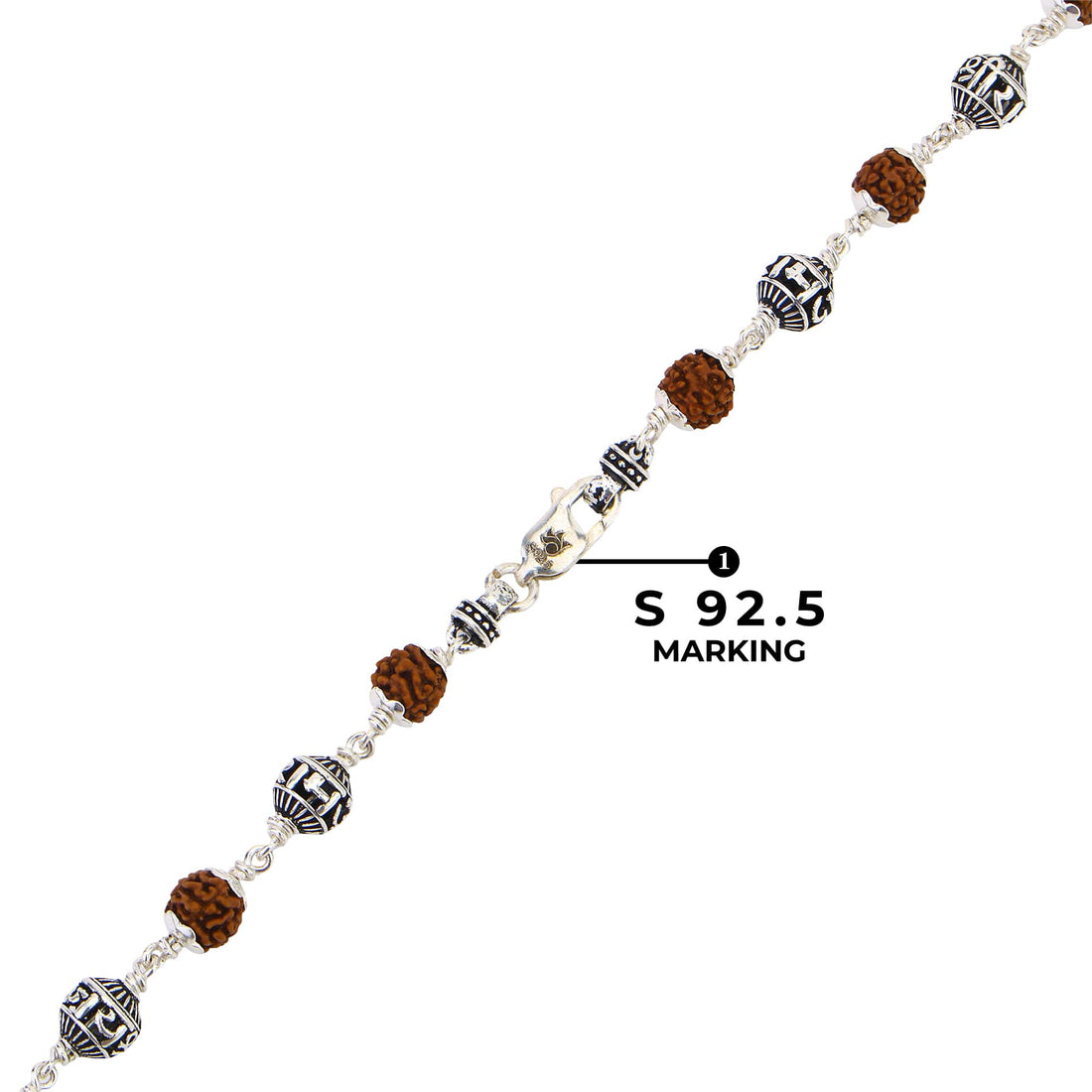 Rudraksha With Jay Shree Ram Beads Silver Mala