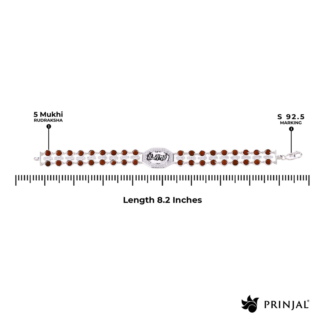 Rudraksha Silver Double Row Shri Ram Bracelet