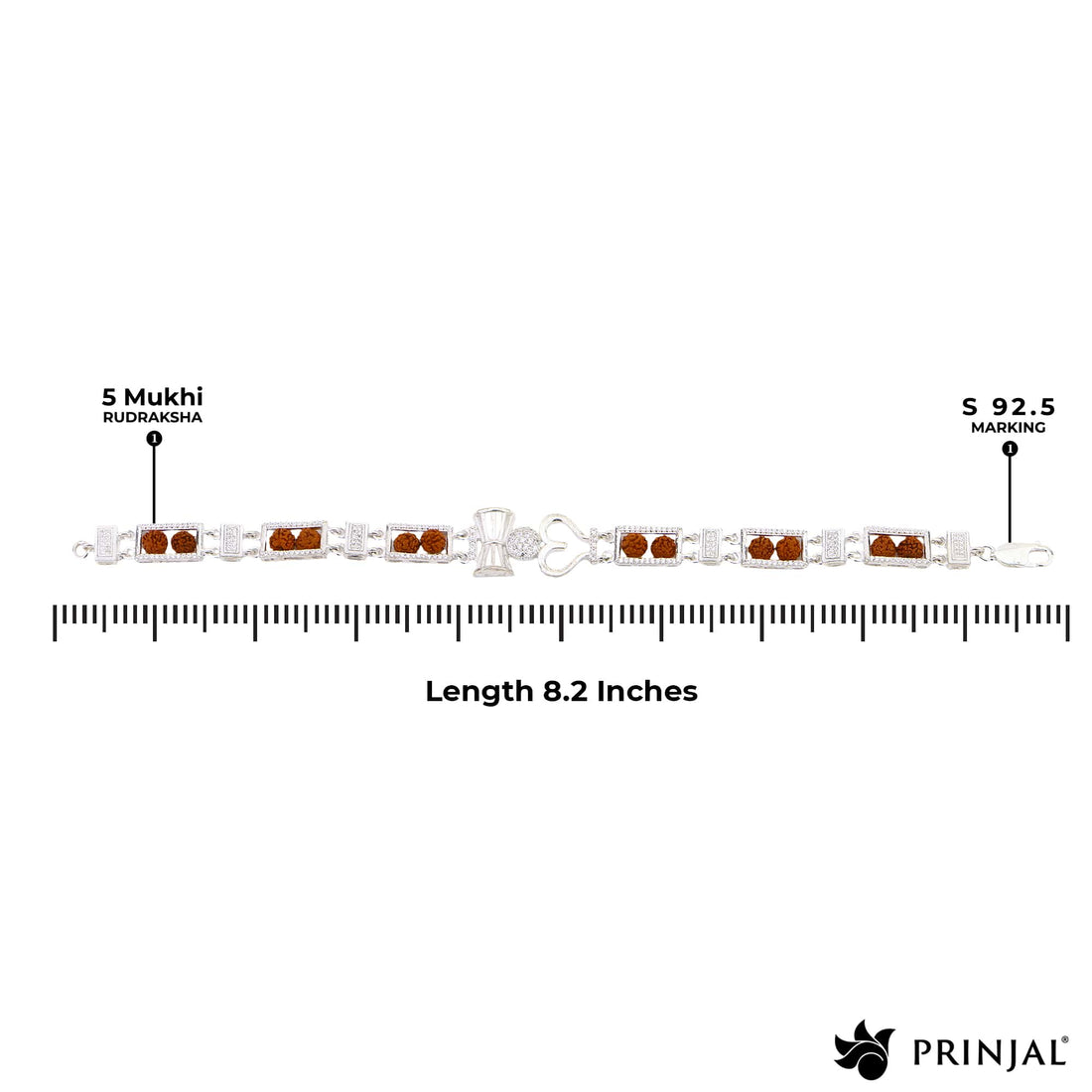 Rudraksha Silver Twin Bead Trishul Damru Bracelet