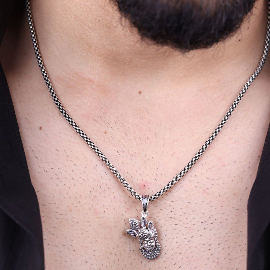 Authentic Shrinathji Face Silver Pendant