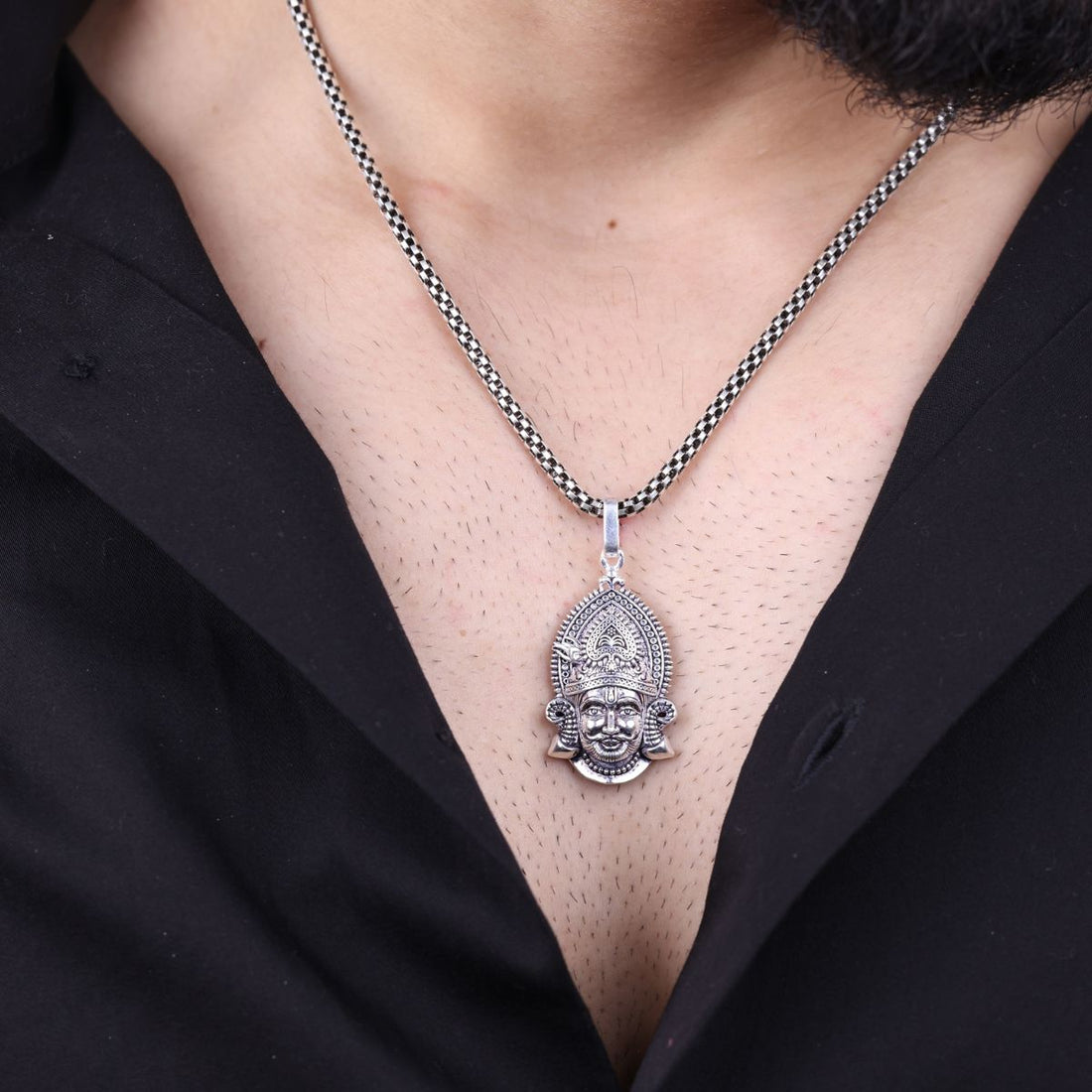 Authentic Khatu Shyam Baba Silver Pendant