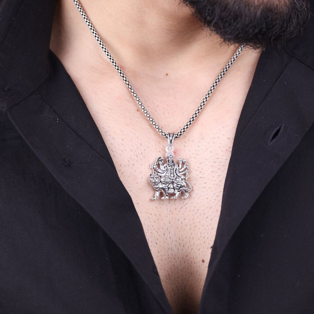 Authentic Maa Durga Silver Pendant