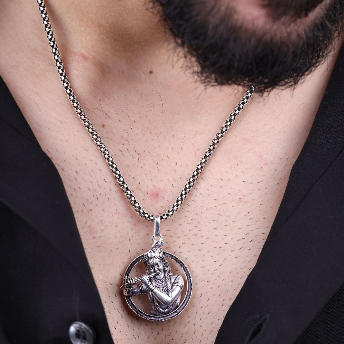 Authentic Lord Krishna Silver Pendant