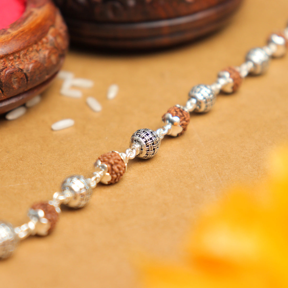 Pure Pure Rudraksha Silver Rakhi