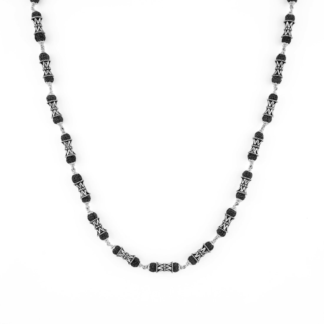 Rudraksha Silver Mala (Damru Beads)