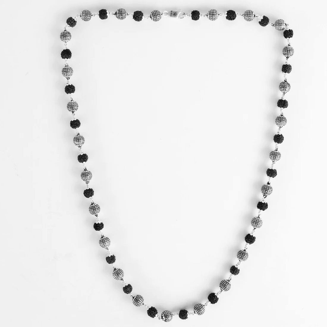 Rudraksha Silver Mala (Spherical Beads)