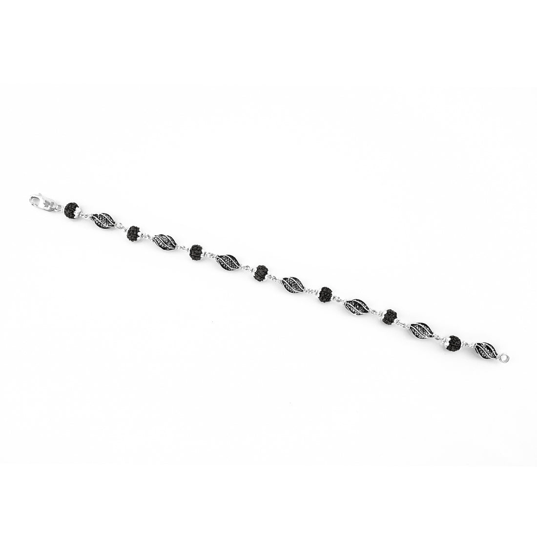Rudraksha Silver Marquise Beads Bracelet.