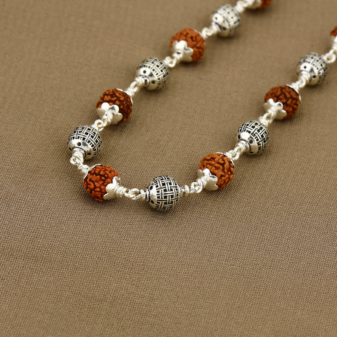 Rudraksha Silver Mala (Spherical Beads)