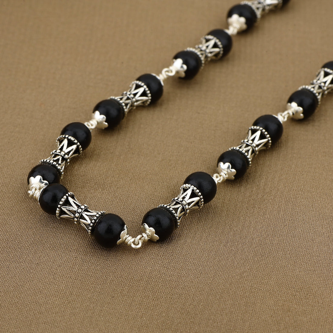 Karungali Silver Mala Damru Beads