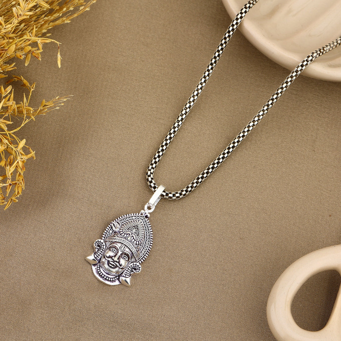 Khatu Shyam Baba Silver Pendant