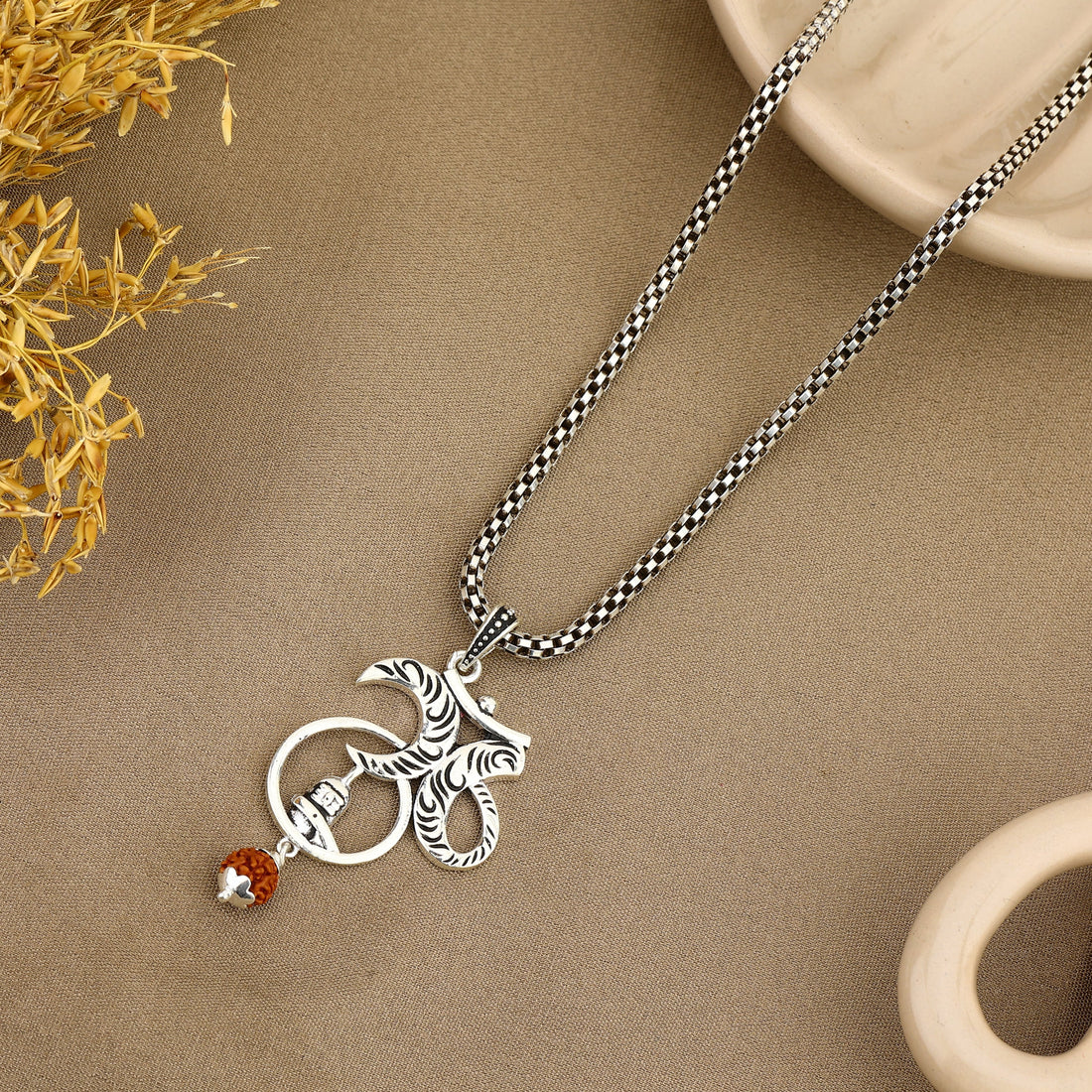 Mahadev Om Chandra Silver Pendant