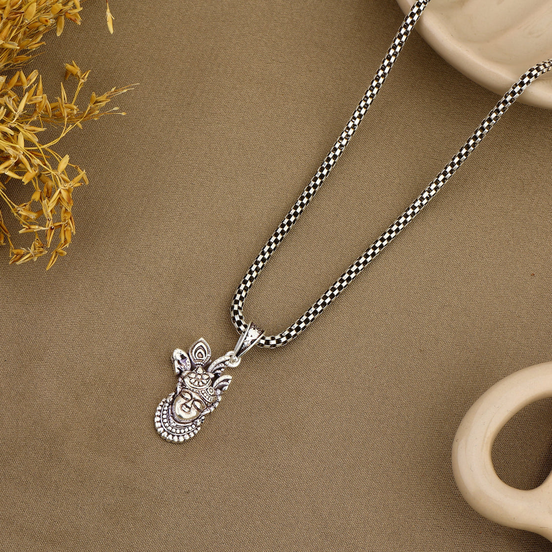 Shrinathji Face Silver Pendant