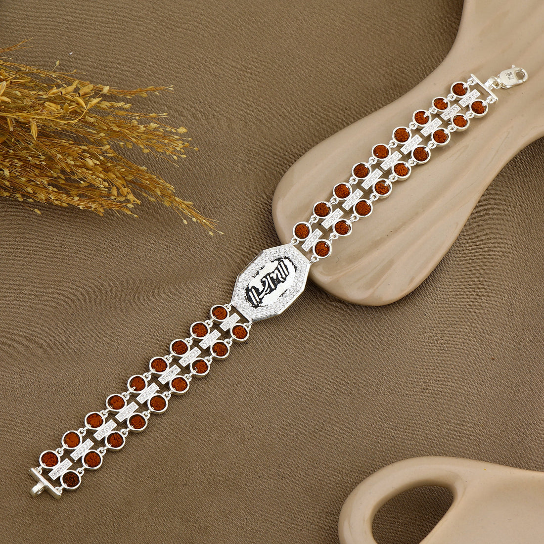 Authentic Rudraksha Silver Double Row Shri Ram Bracelet