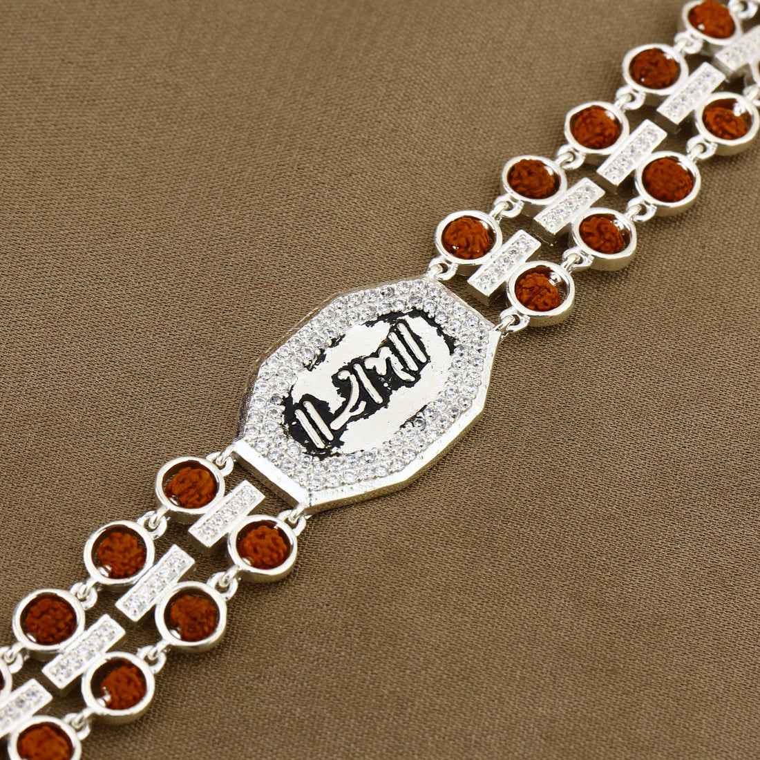 Rudraksha Silver Double Row Shri Ram Bracelet