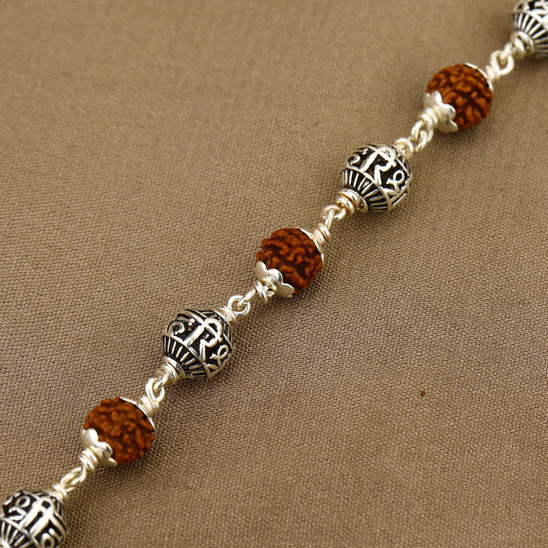 Rudraksha With Shree Hari Silver Bead Bracelet
