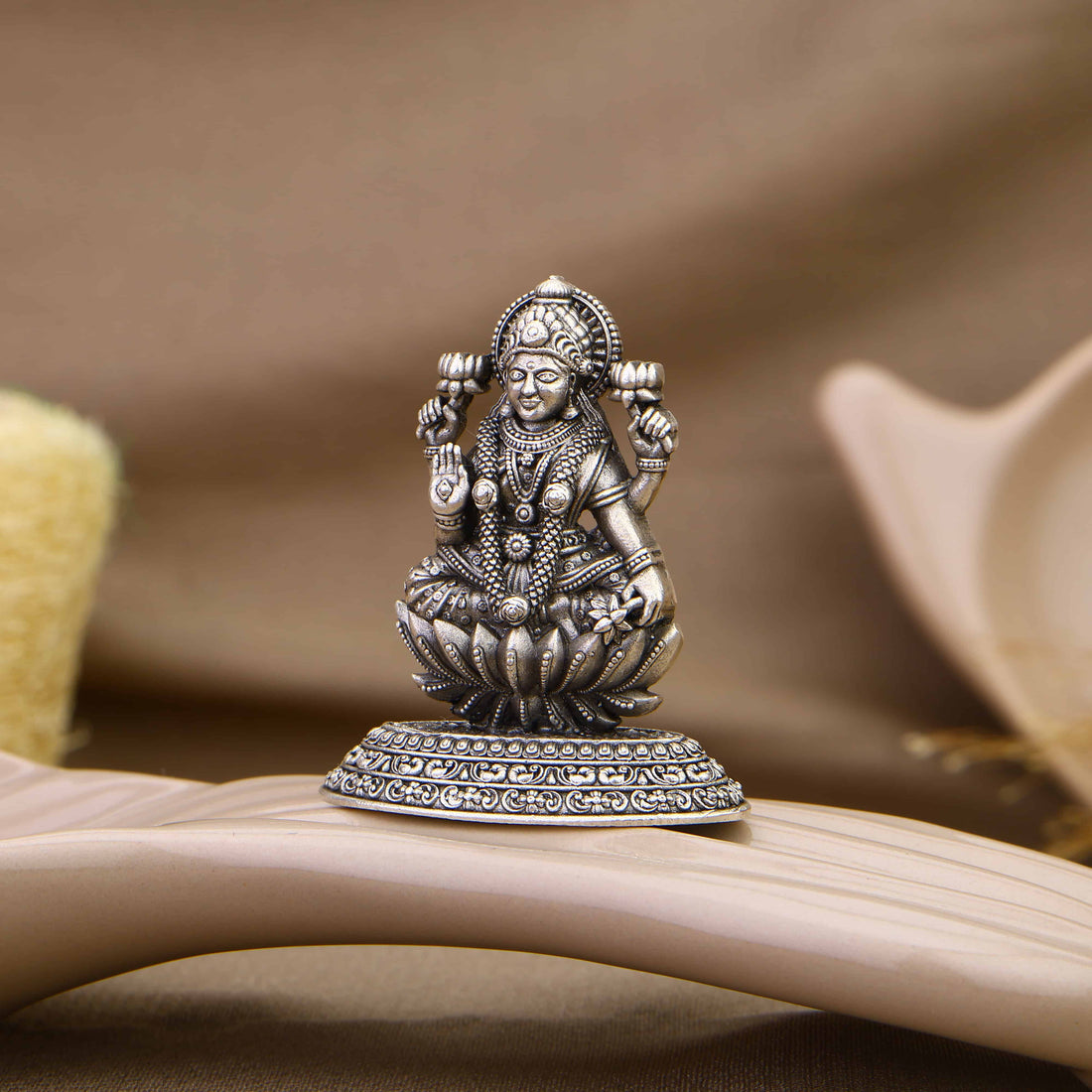 Authentic Goddess Dhanalakshmi Silver Murti