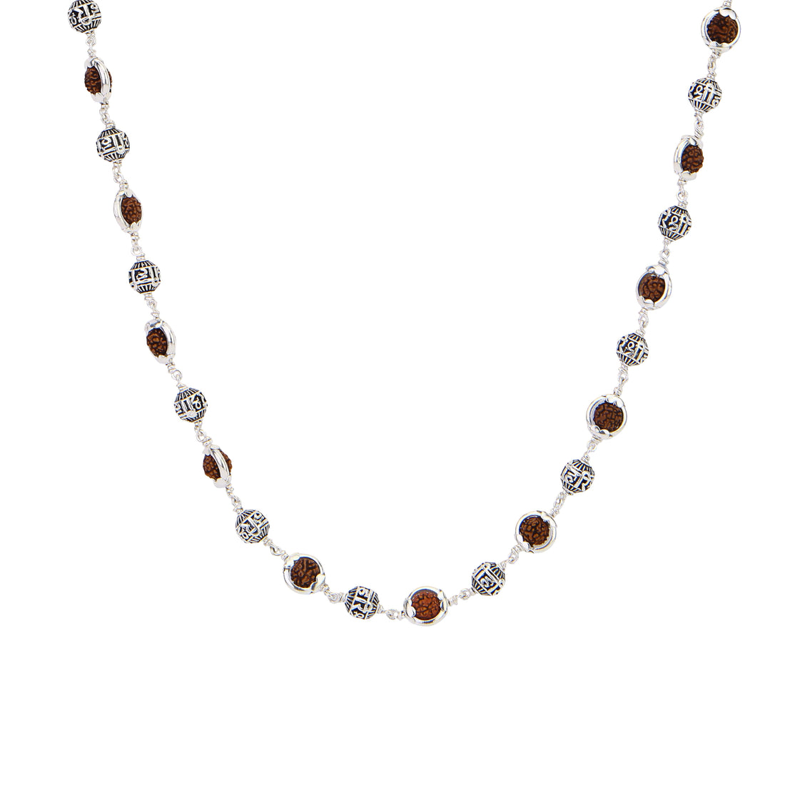 Rudraksha Capping With Shree Hari Beads Silver Mala
