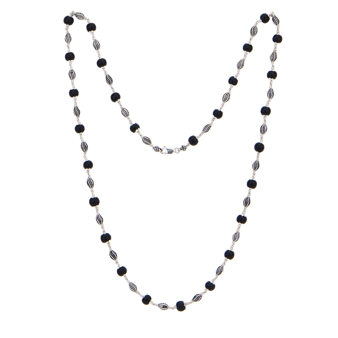 Karungali Silver Mala (Marquise Beads)