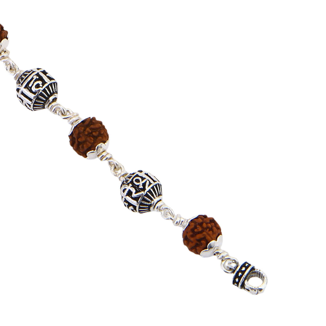 Rudraksha With Shree Hari Silver Bead Bracelet