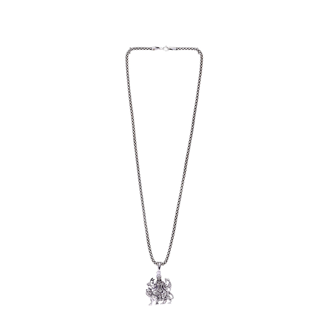 Maa Durga Silver Pendant