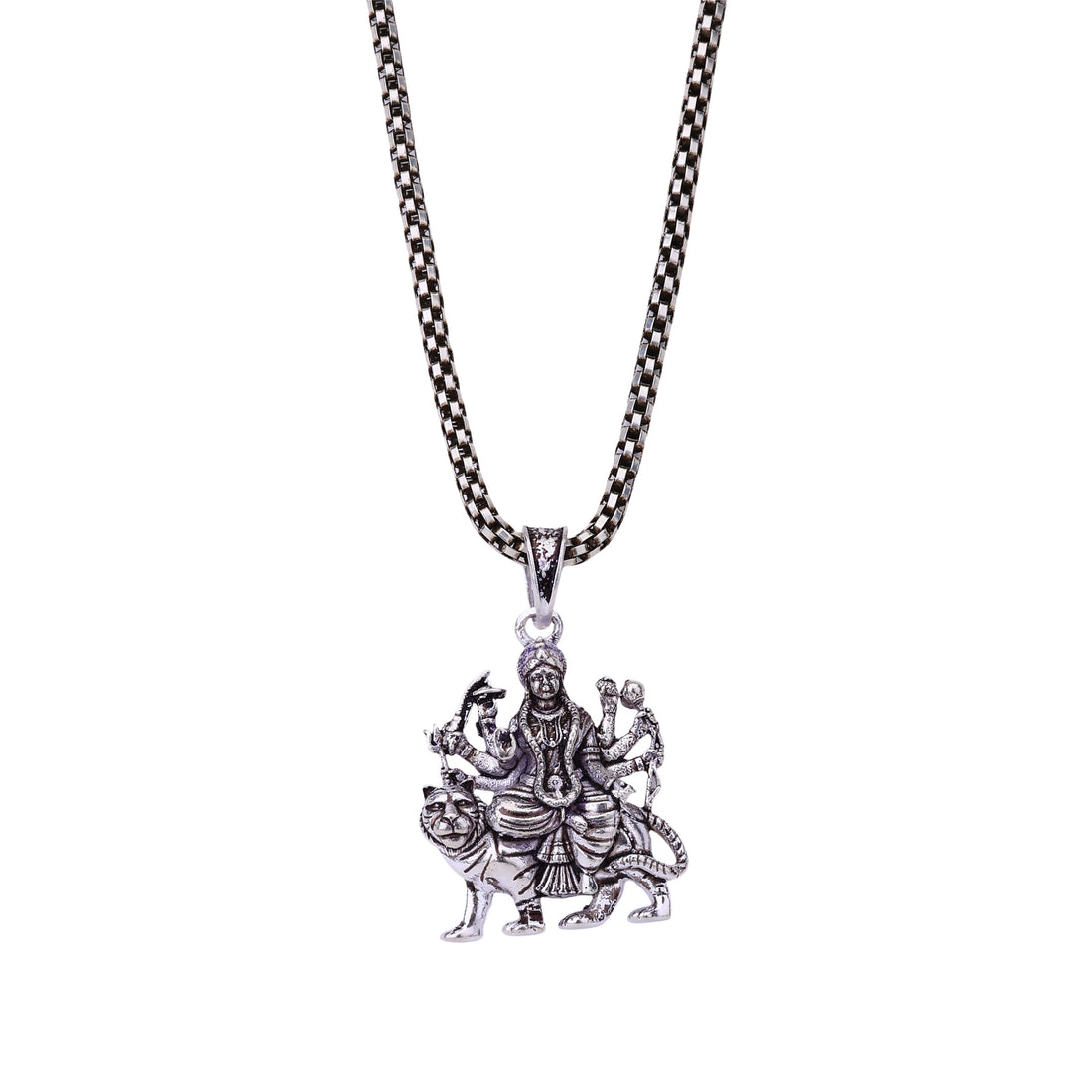 Maa Durga Silver Pendant