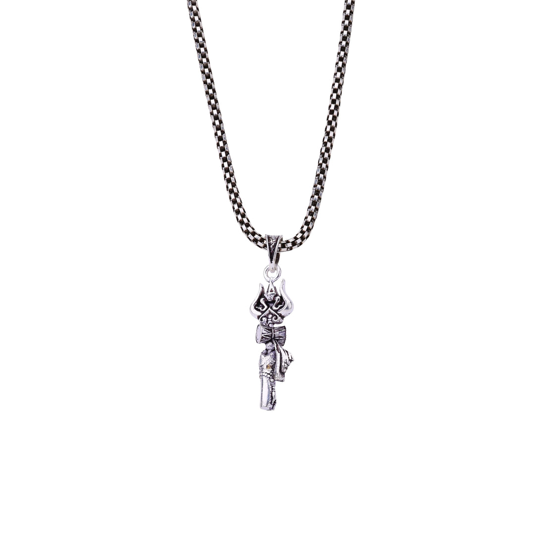 Trishul Damru Silver Pendant