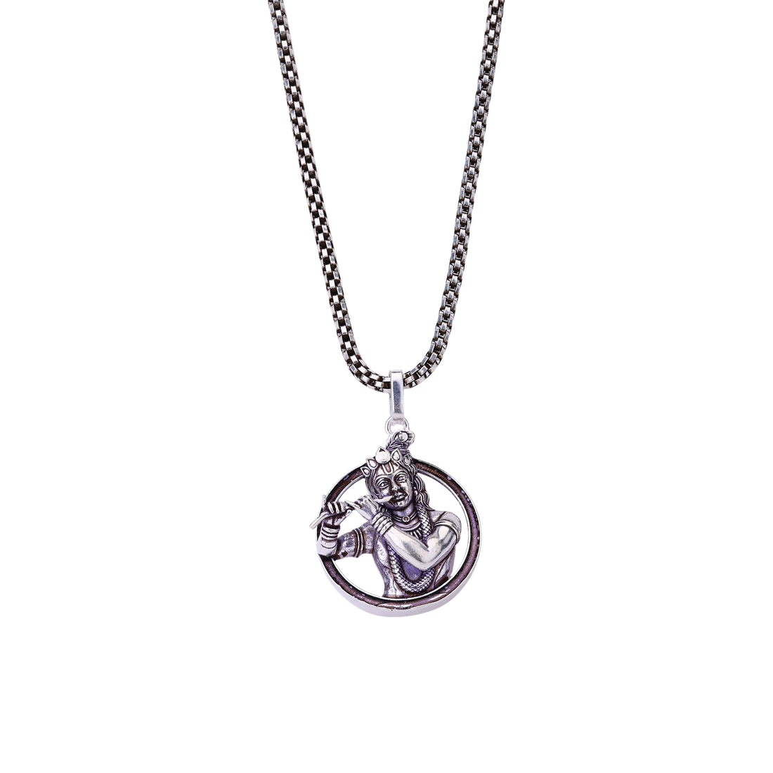 Lord Krishna Silver Pendant