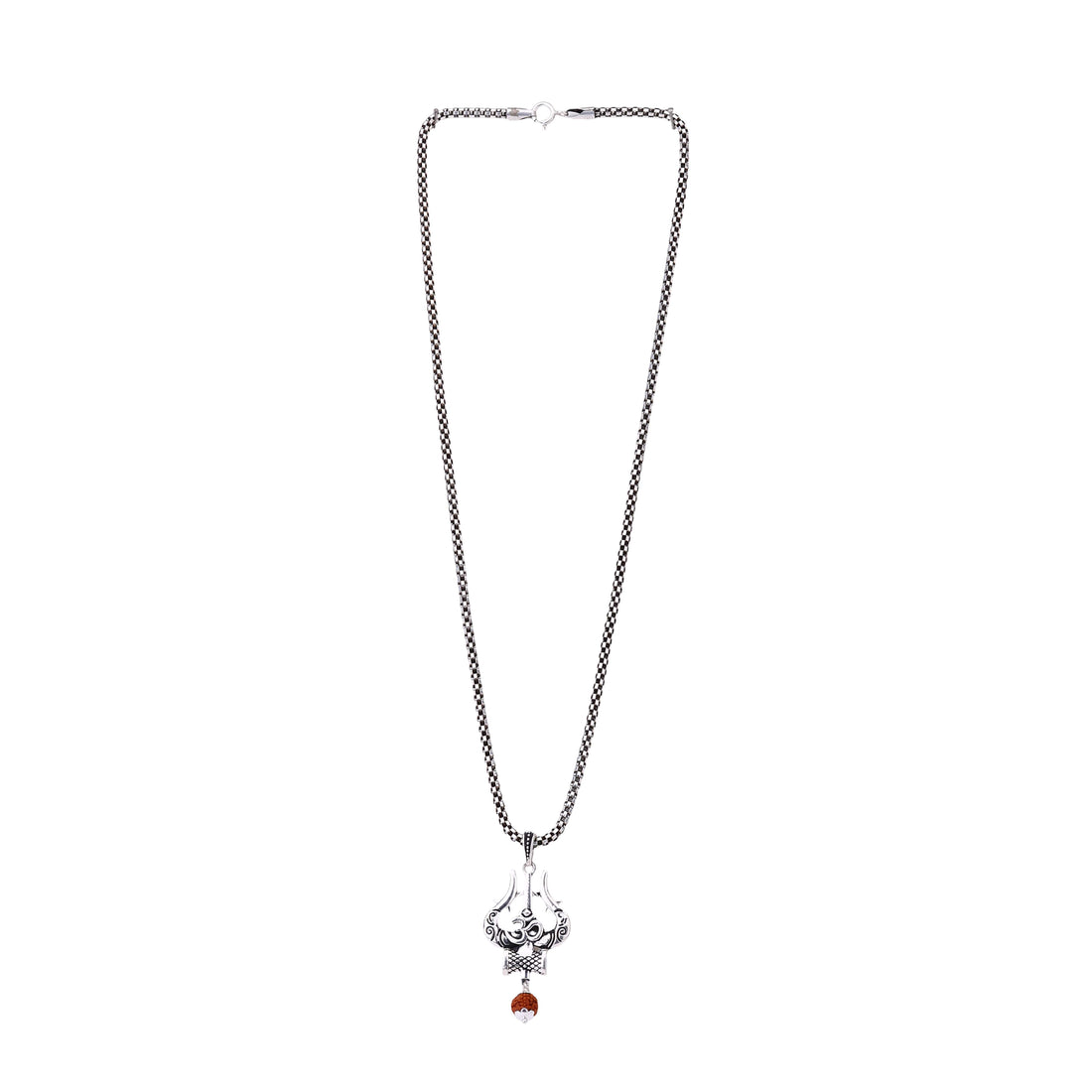 Om Trishul Mahakal Rudraksha Silver Pendant