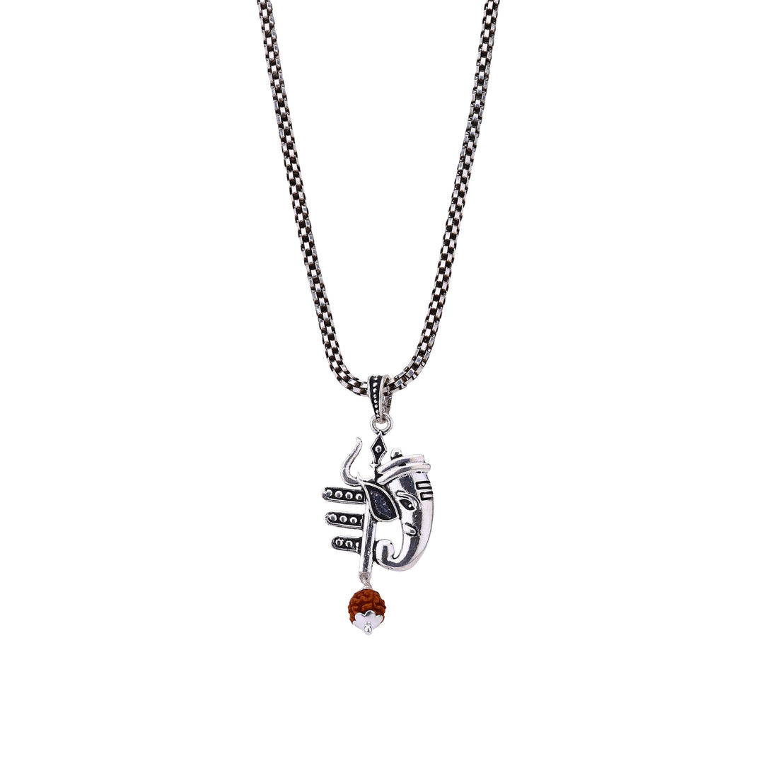Mahadev Trishul With Ganesha Silver Pendant