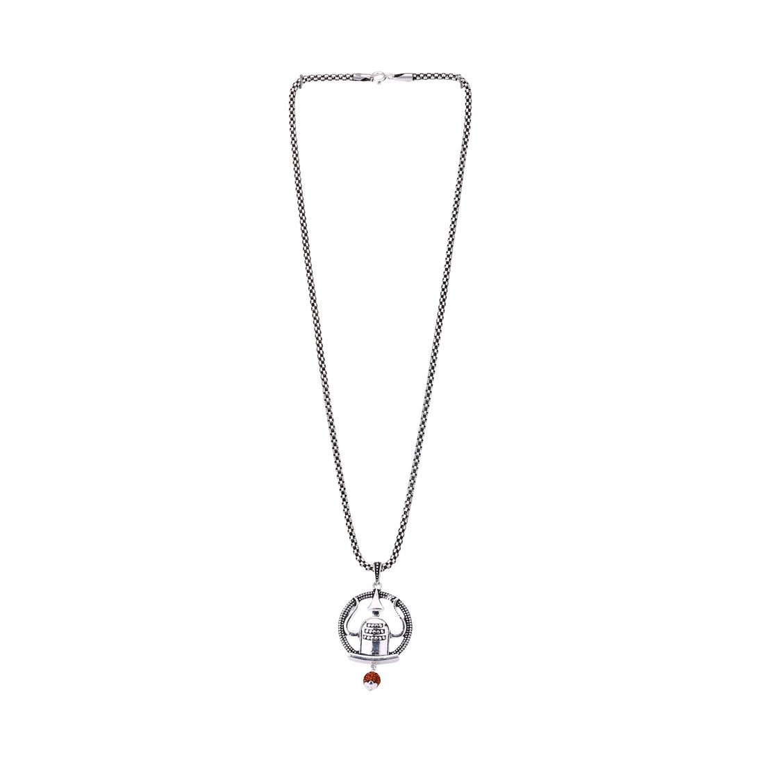 Mahadev Shivling Trishul Frame Silver Pendant