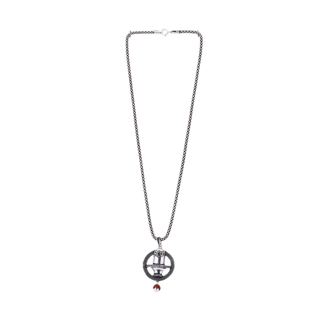 Sacred Orbit Shivling Rudraksha Silver Pendant