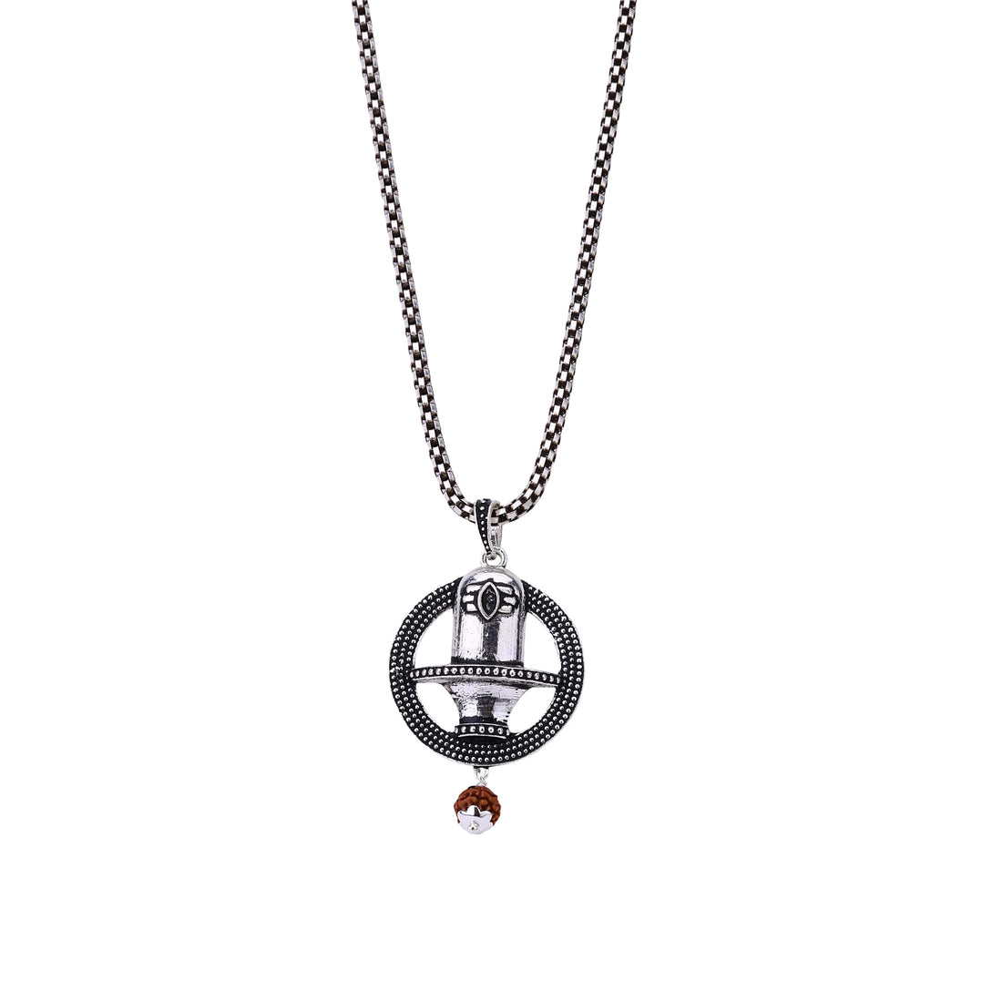 Sacred Orbit Shivling Rudraksha Silver Pendant