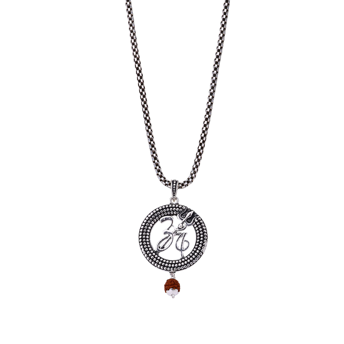 Om Trishul Rudraksha Silver Pendant