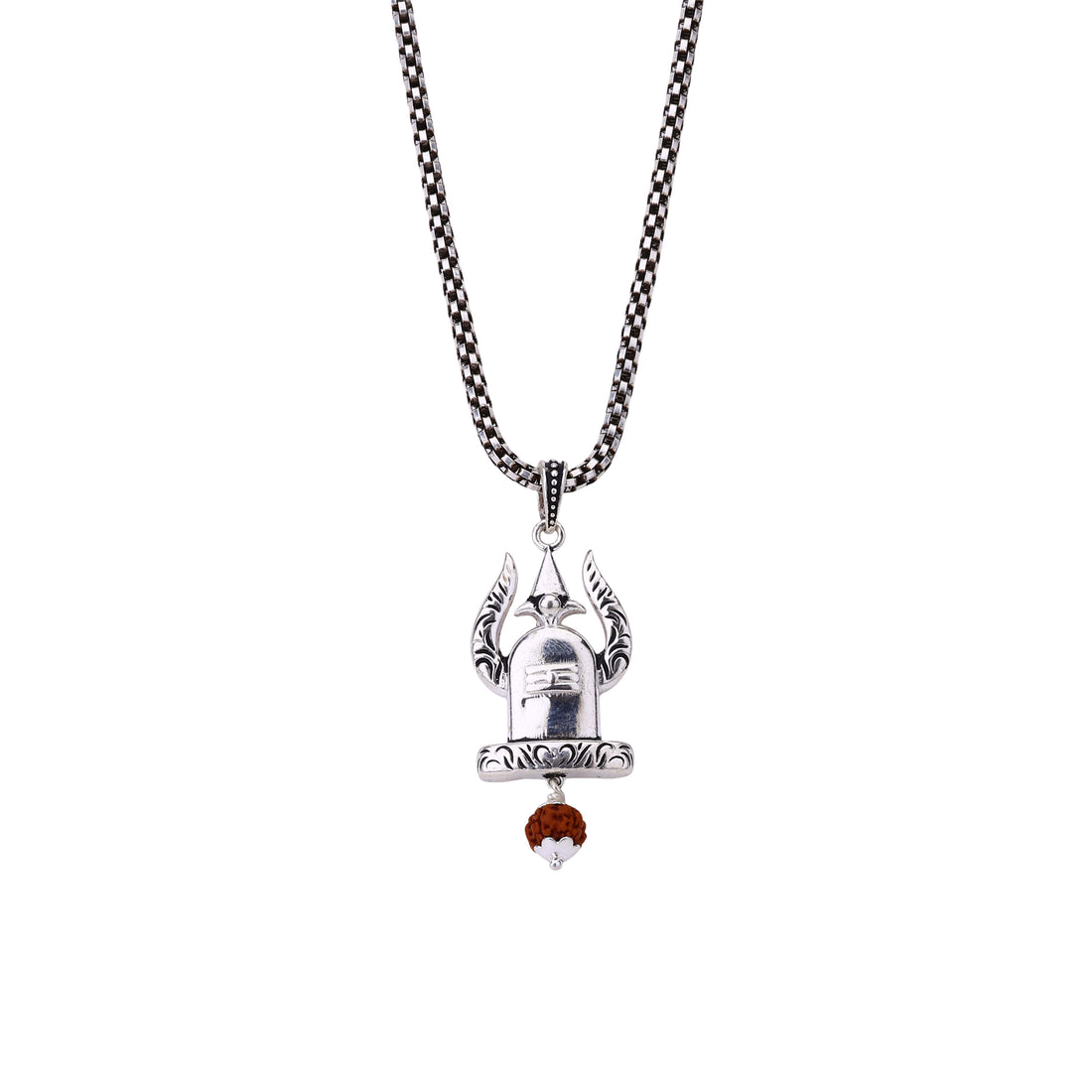 Shivling Rudraksha Silver Pendant