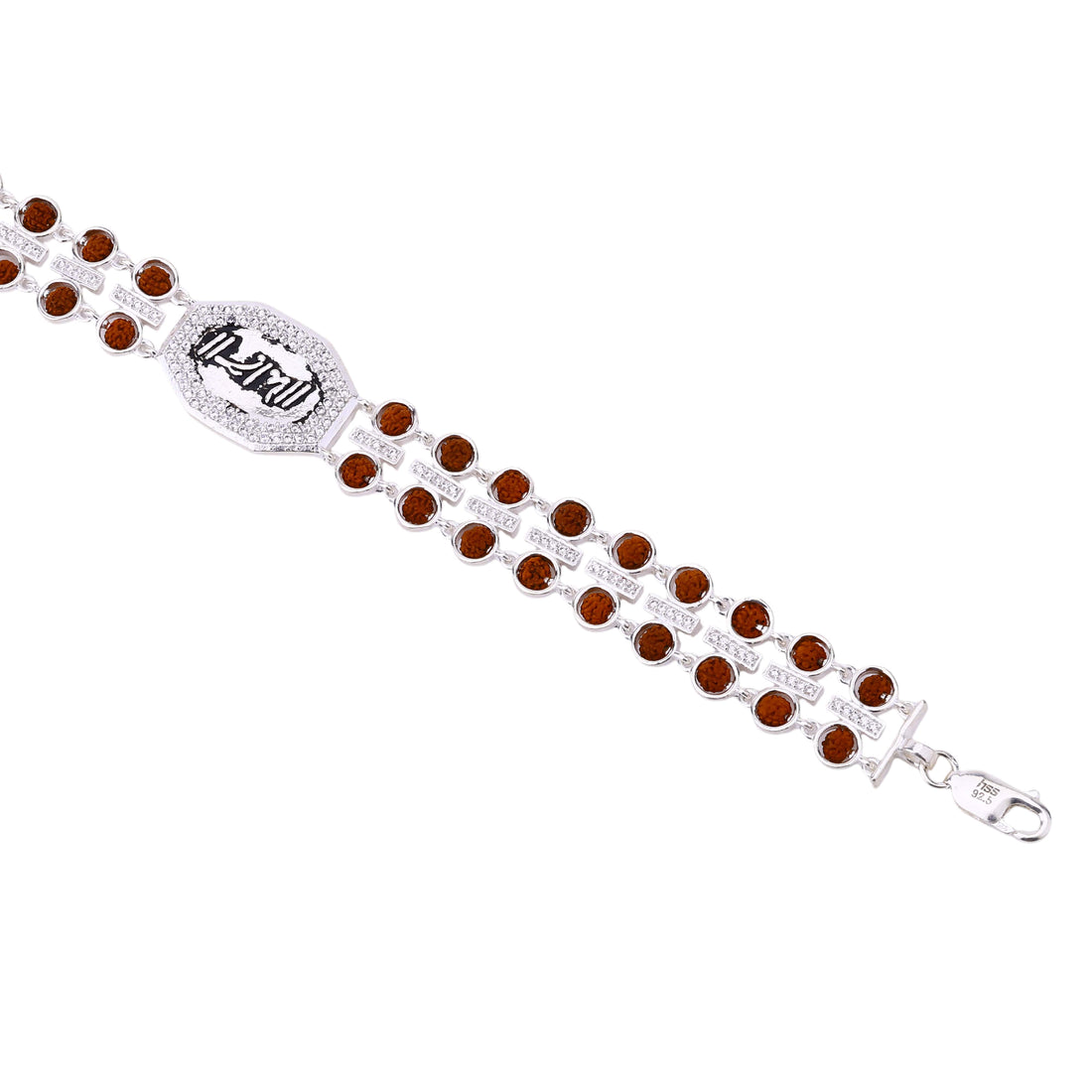 Rudraksha Silver Double Row Shri Ram Bracelet