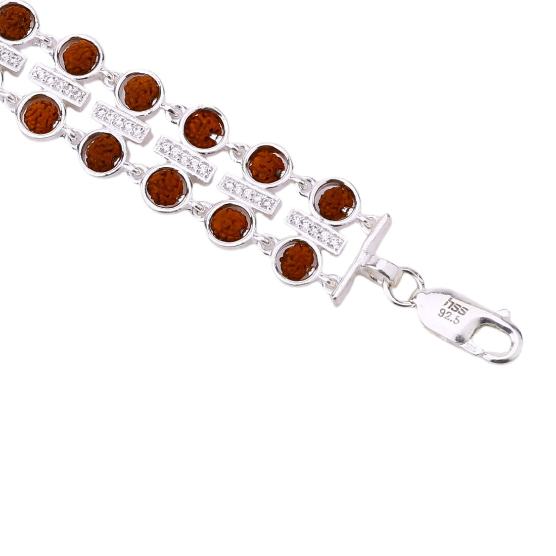Rudraksha Silver Double Row Shri Ram Bracelet