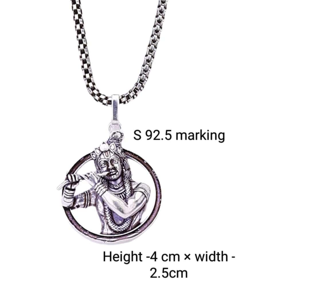 Lord Krishna Silver Pendant