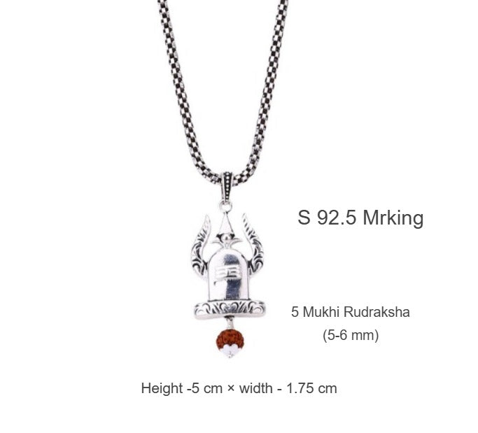 Shivling Rudraksha Silver Pendant