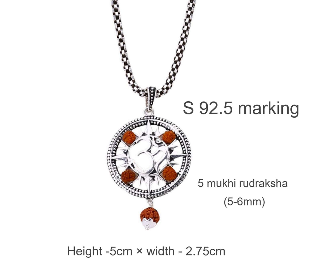 Spiritual Om Rudraksha Silver Pendant