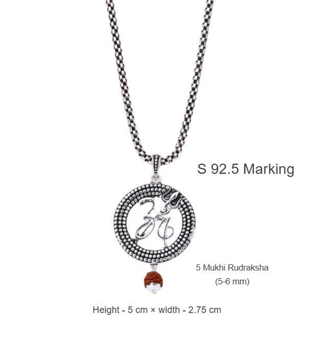 Om Trishul Rudraksha Silver Pendant