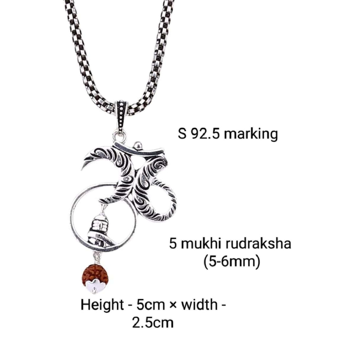 Mahadev Om Chandra Silver Pendant