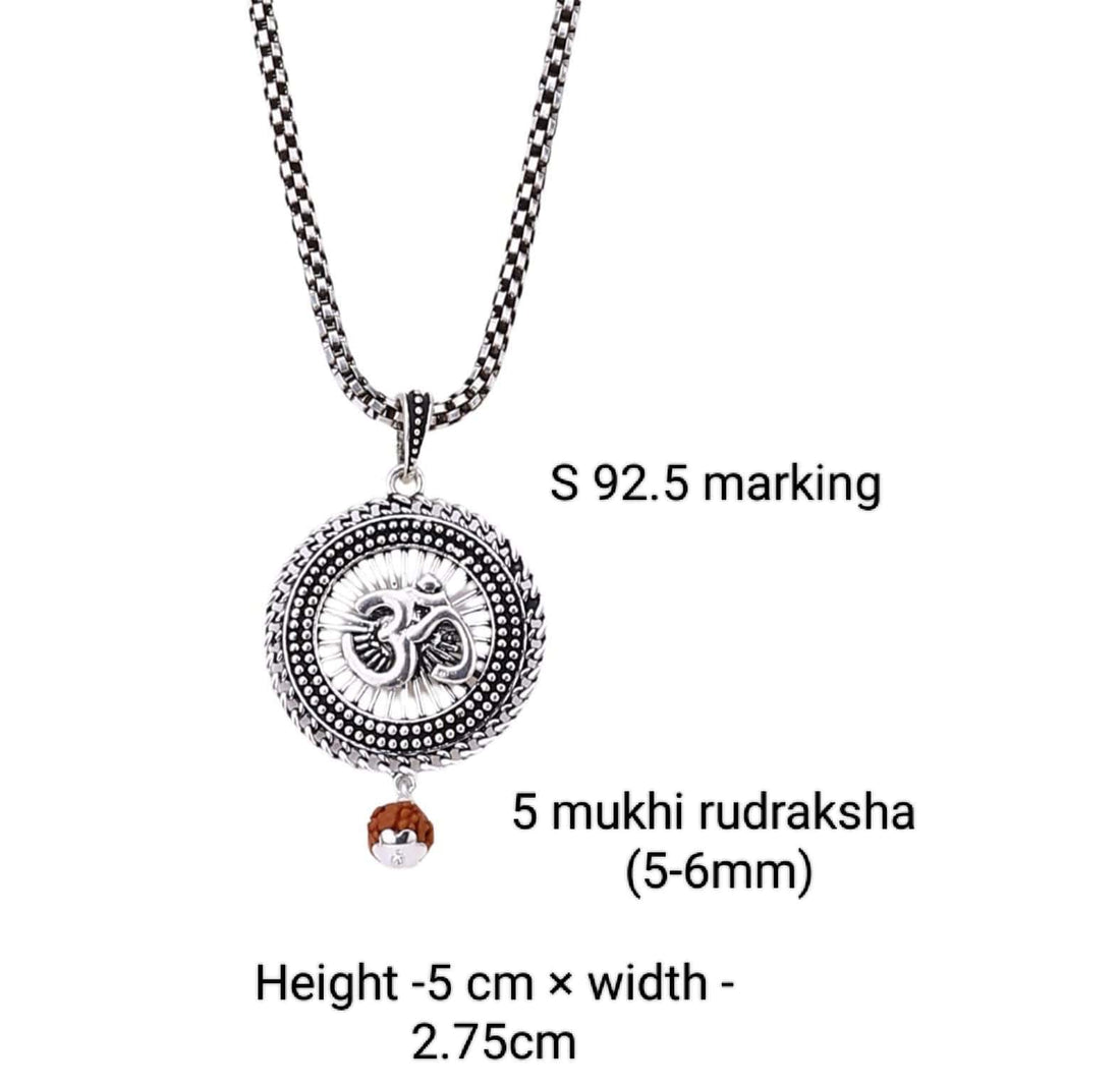 Sacred Surya Om Rudraksha Silver Pendant