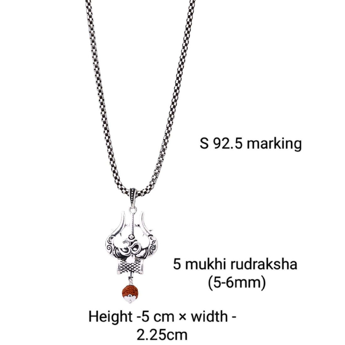 Om Trishul Mahakal Rudraksha Silver Pendant
